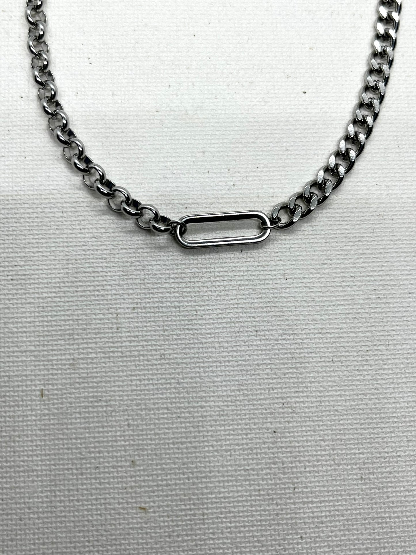 Bracelet mailles asymétriques gourmette et ronde et anneau acier inoxydable - TRINI