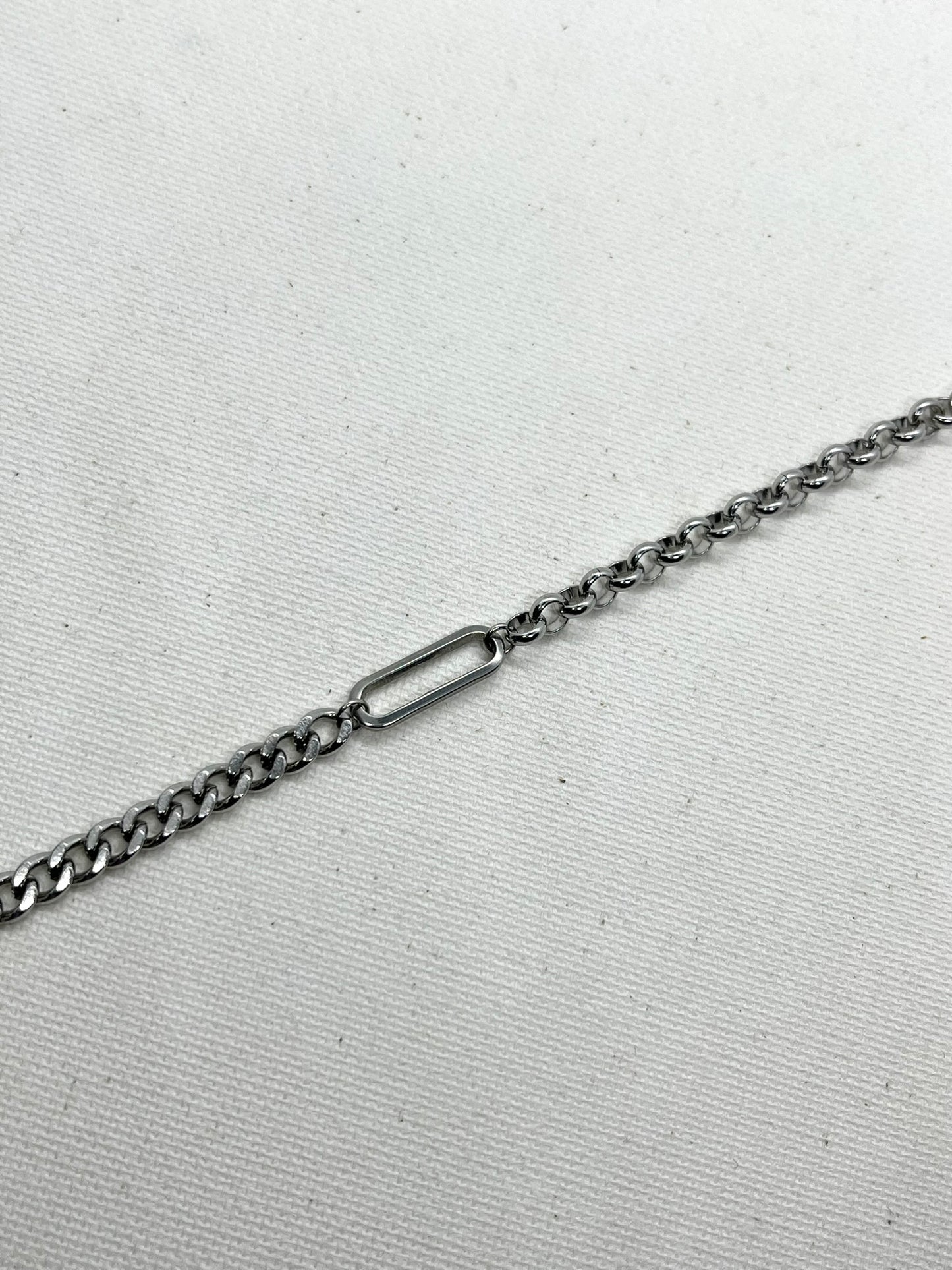 Bracelet mailles asymétriques gourmette et ronde et anneau acier inoxydable - TRINI