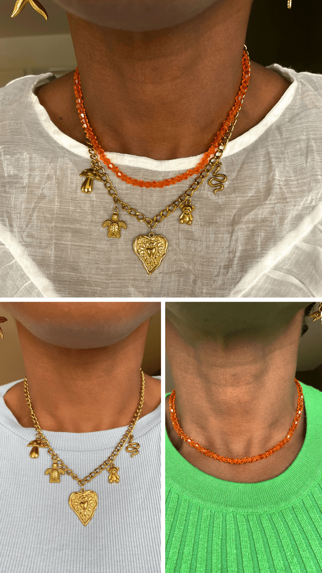 Collier charms 3 en 1 modulable Tina bijoux modulables - bijoux personnalisés - bijoux charms