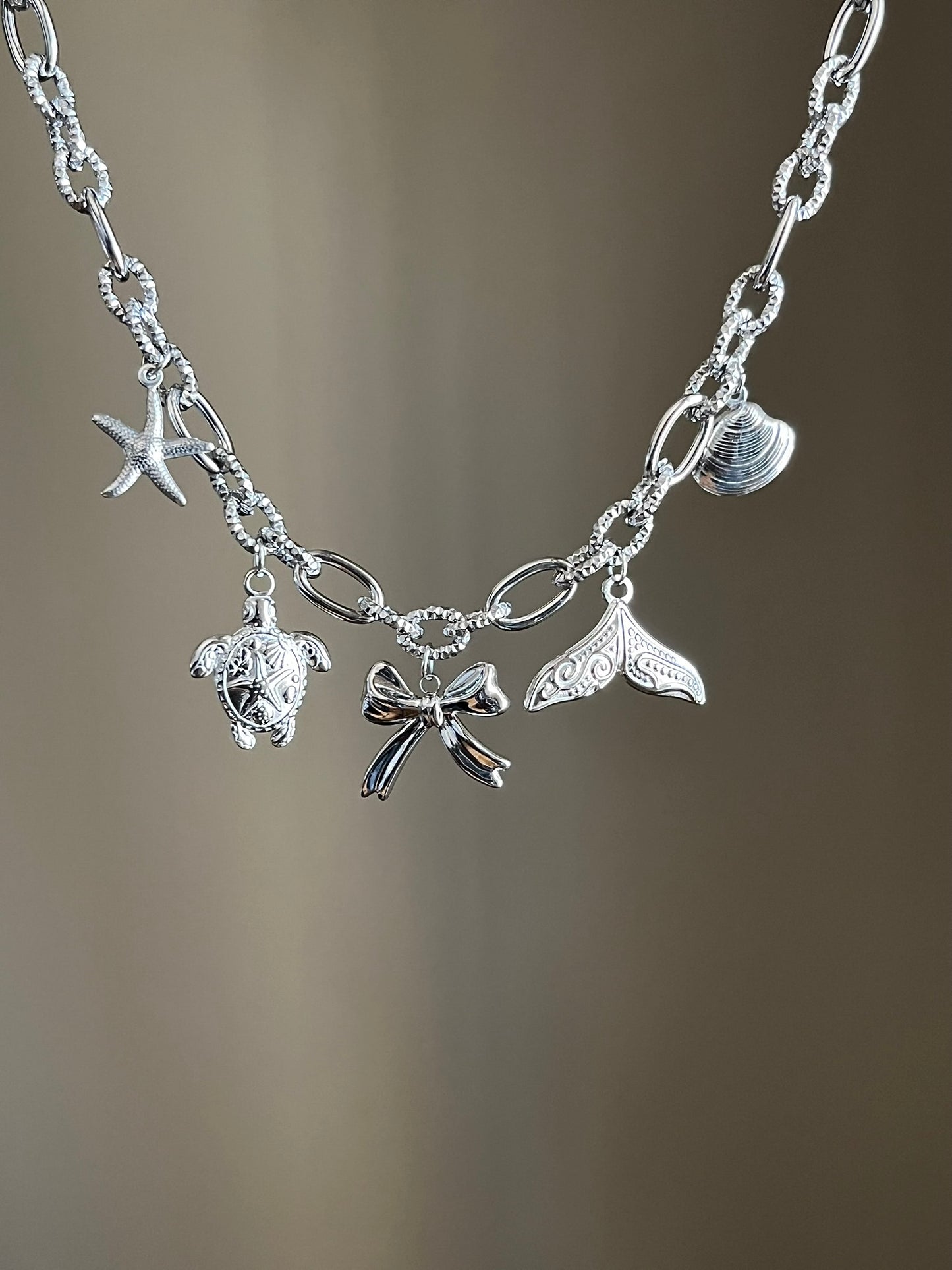 Collier charms personnalisable argenté chaîne épaisse