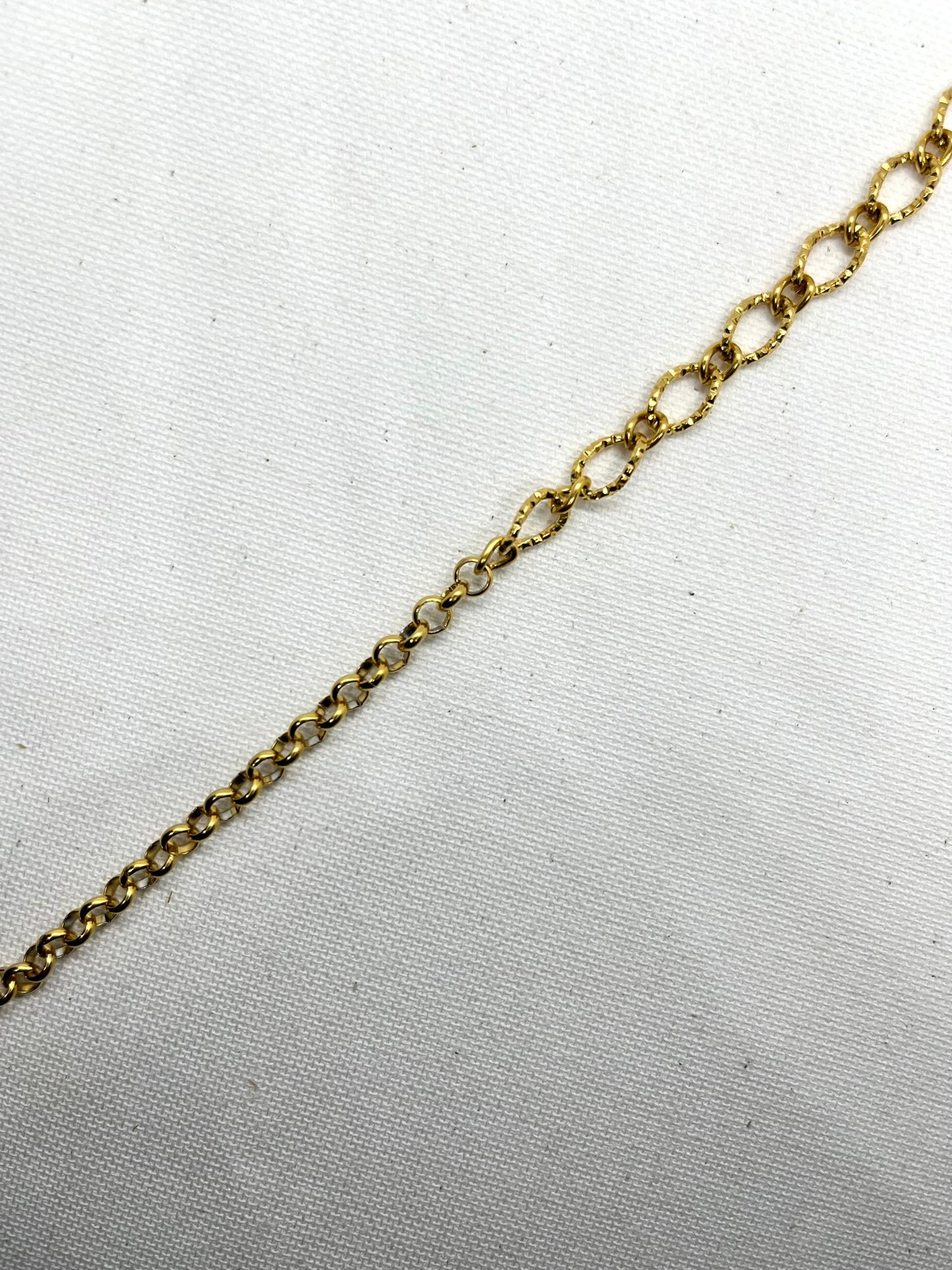 Collier deux mailles acier inoxydable dont mailles texturés - LADY