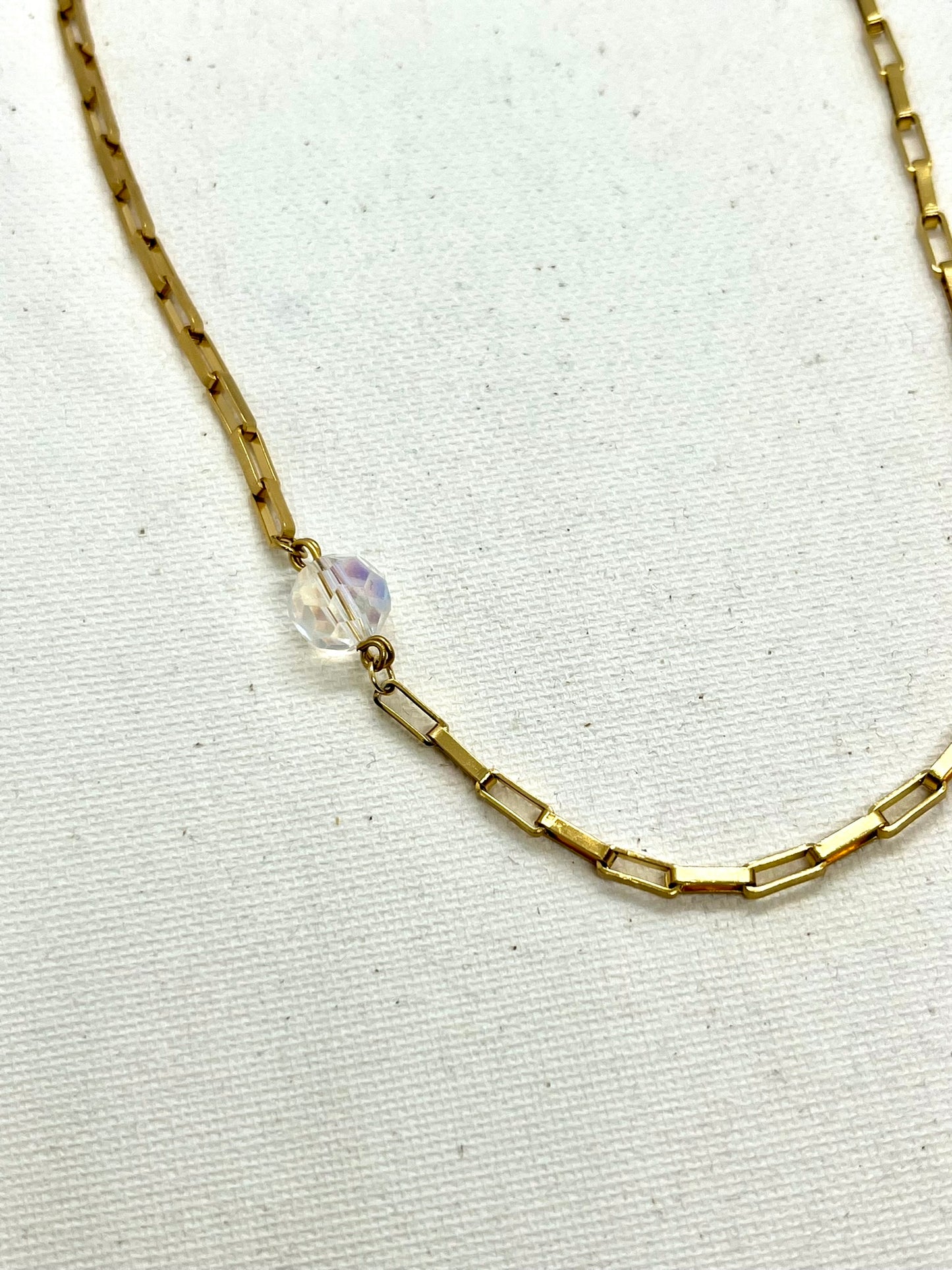 Collier asymétrique acier inoxydable avec perle cristal de verre - POPPINE