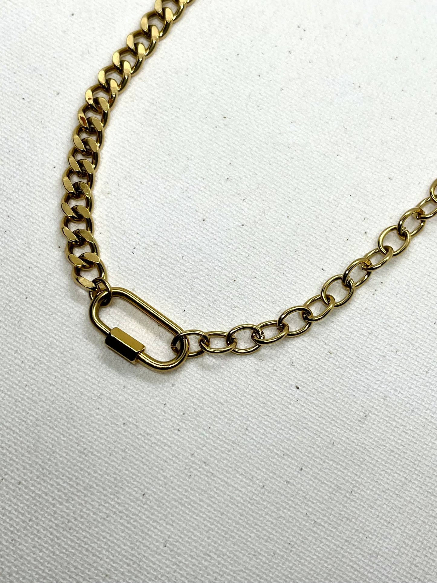 Collier asymétrique avec mousqueton unique en acier inoxydable - LIBRA
