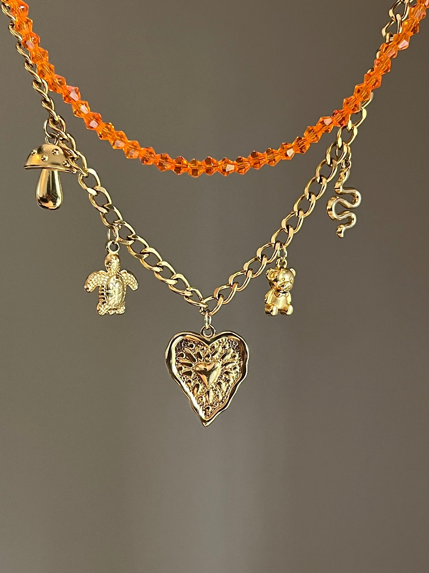 Collier charms perles modulable double rangs doré