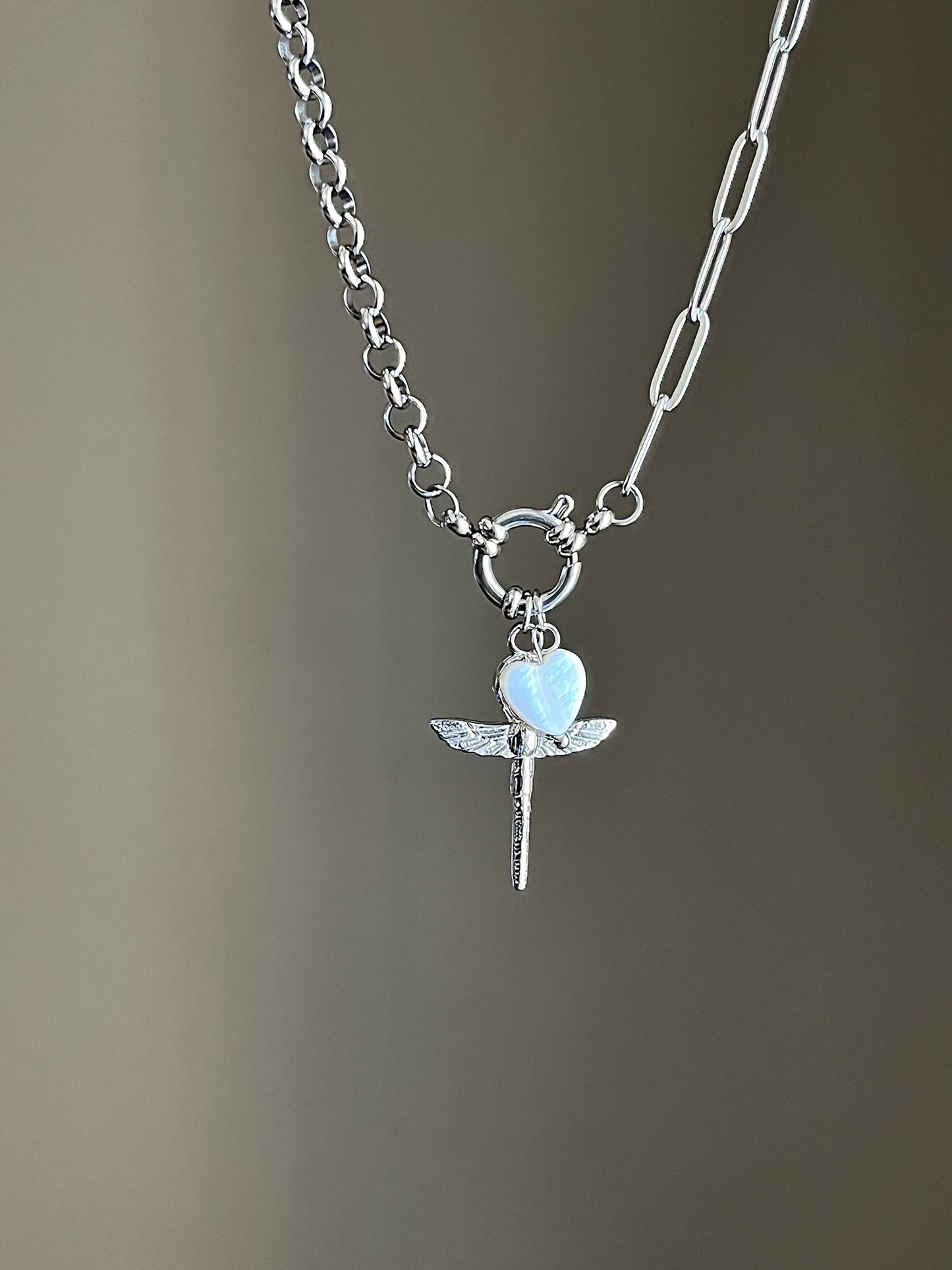 Collier charms personnalisable asymétrique argenté