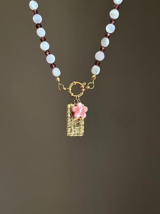 Collier charms personnalisable perles doré