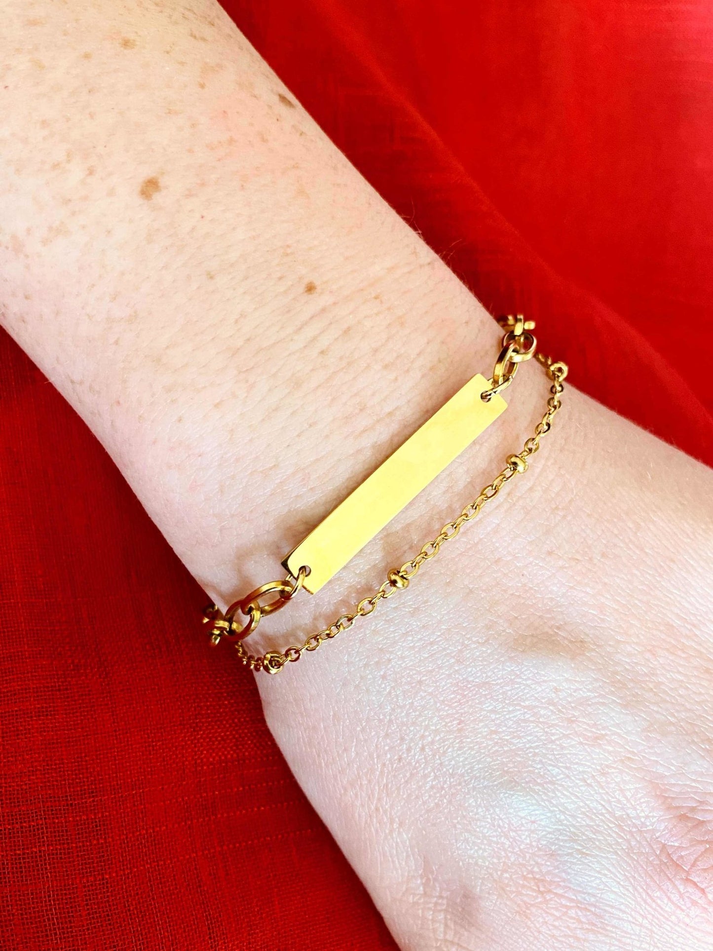 Bracelet personnalisé plaque double rangs- Bijoux personnalisés