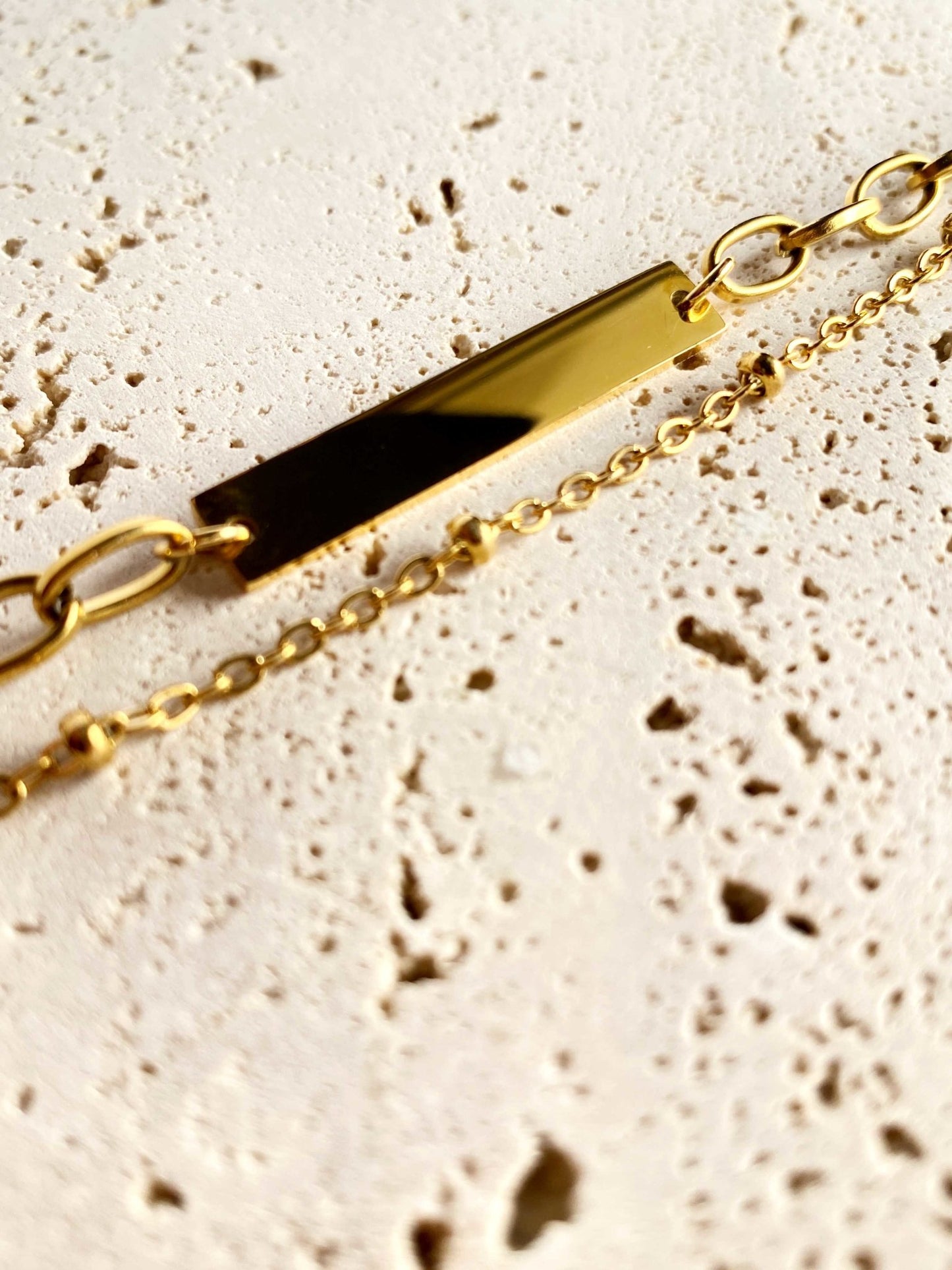 Bracelet personnalisé plaque double rangs- Bijoux personnalisés