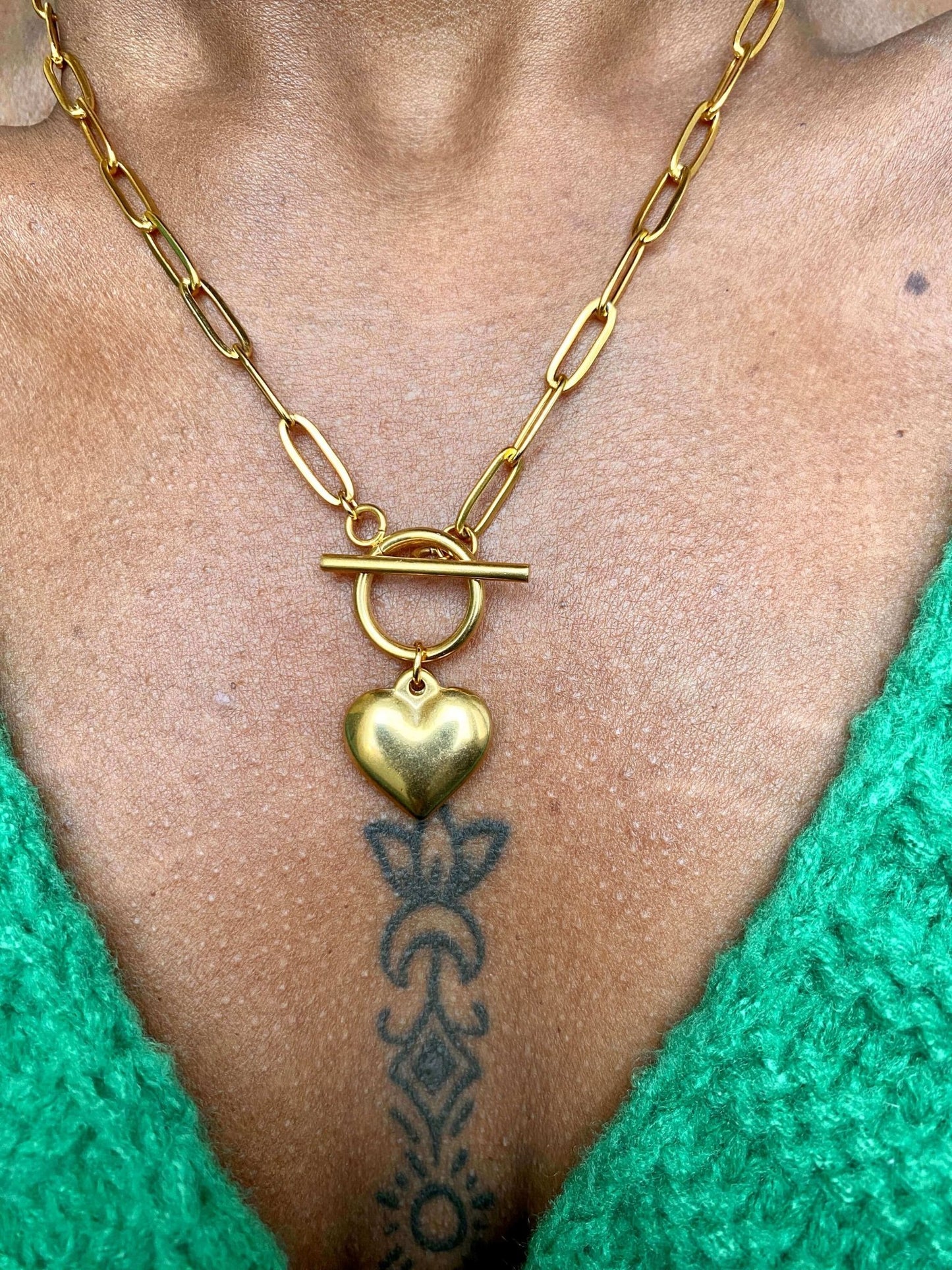 Collier acier inoxydable coeur fait mains - cadeaux femme