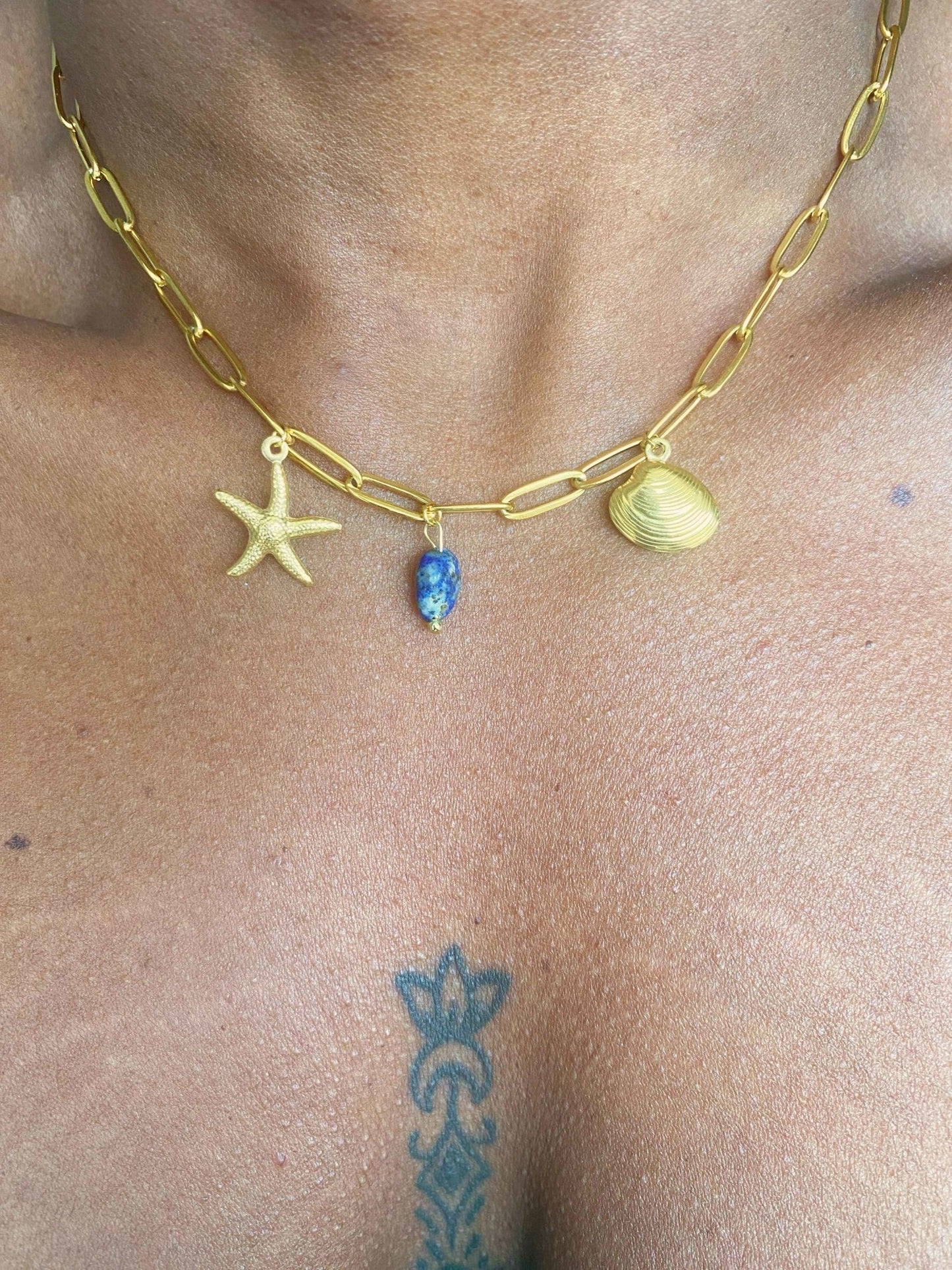 Collier court 2-en-1 pierre naturelle coquillage étoile de mer ARIEL - bijoux personnalisés