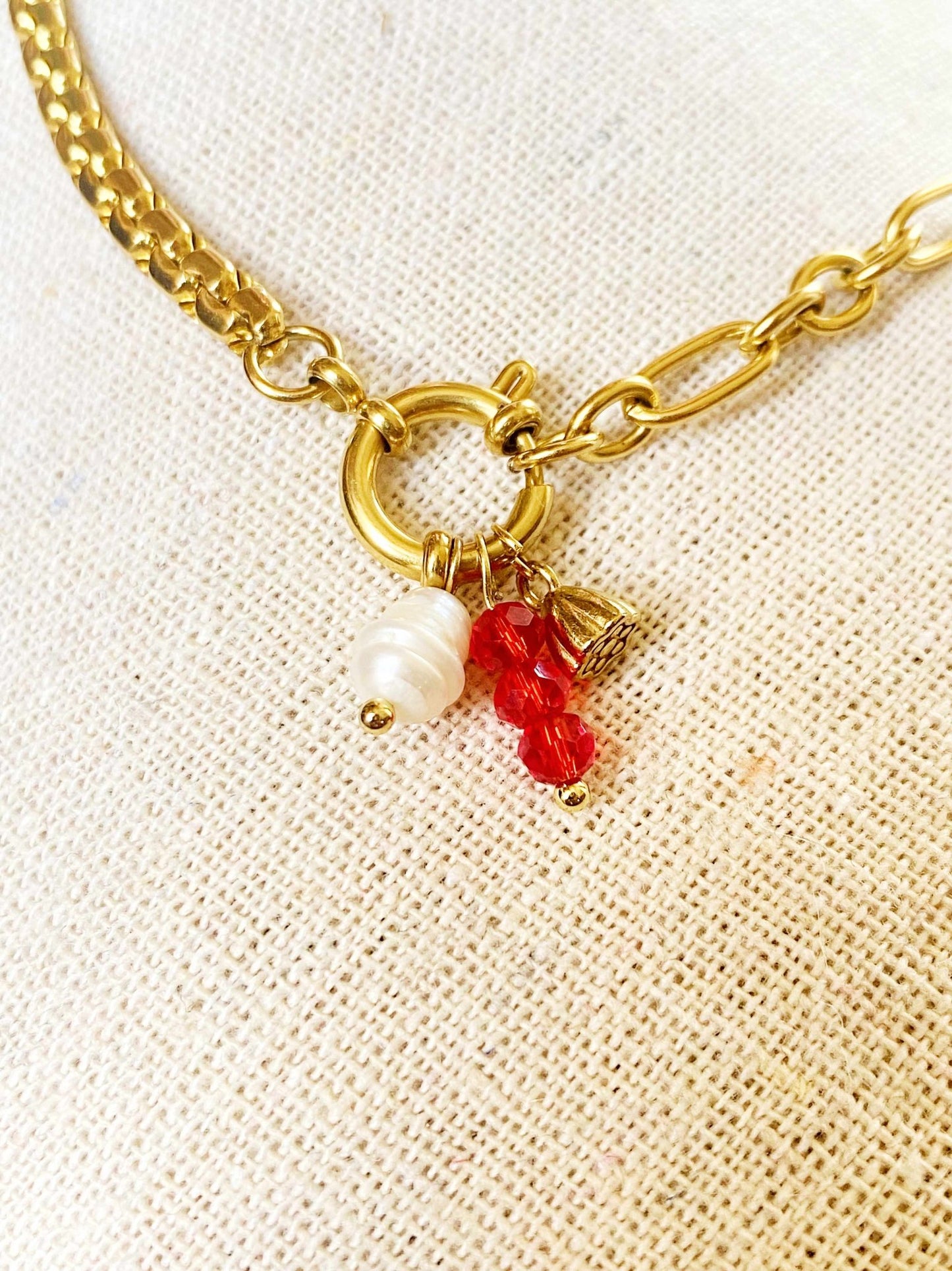 Kelly - collier acier breloques perle d'eau d'eau perle verre colorés- collier personnalisé
