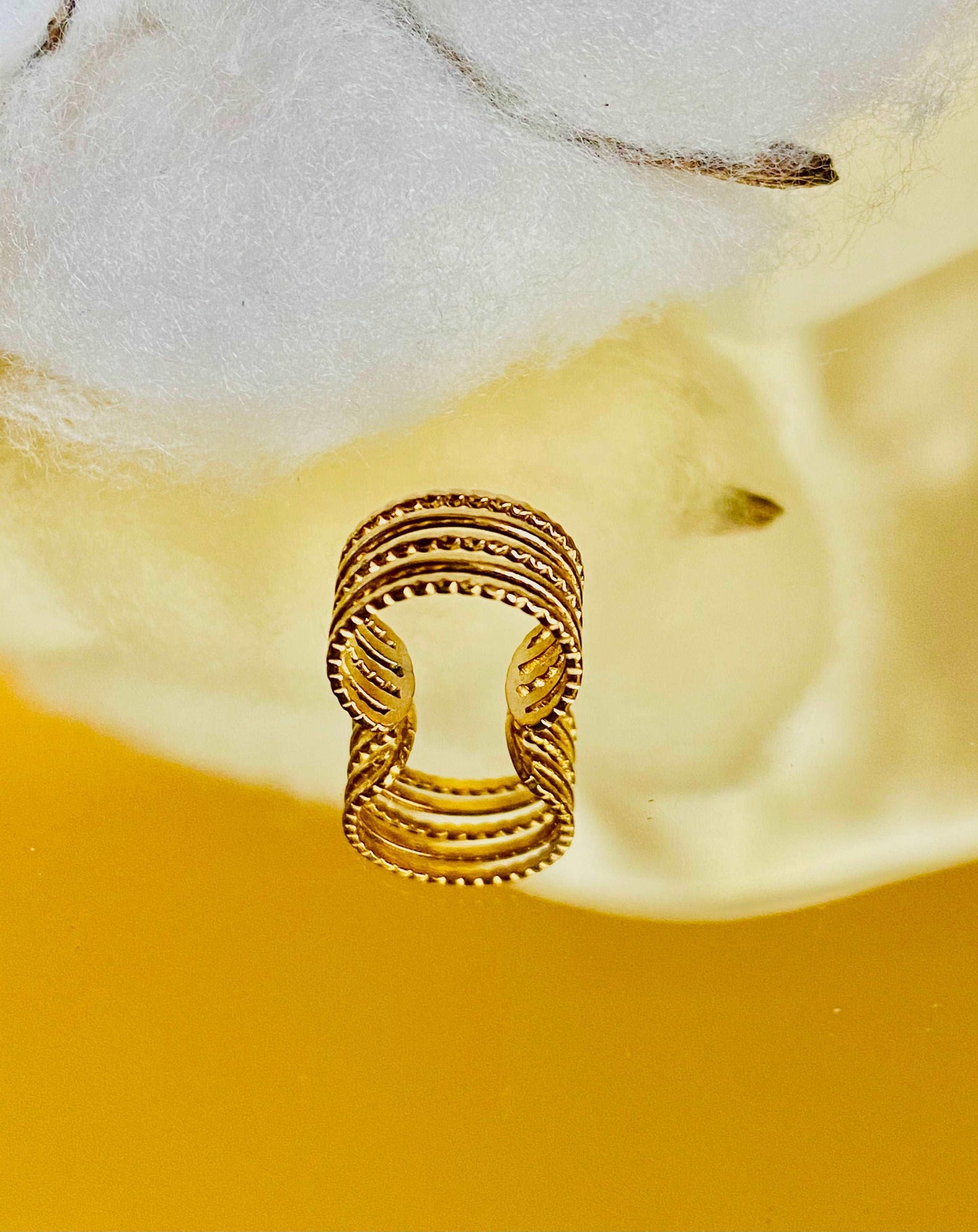 Ear cuff 5 lignes doré à l'or fin CYNTHIA - bijoux acier inoxydable