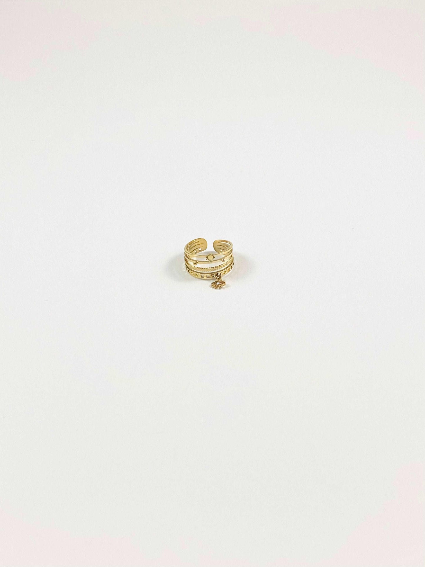Bague dorée ajustable multi-rangs en acier inoxydable - bijoux acier inoxydable