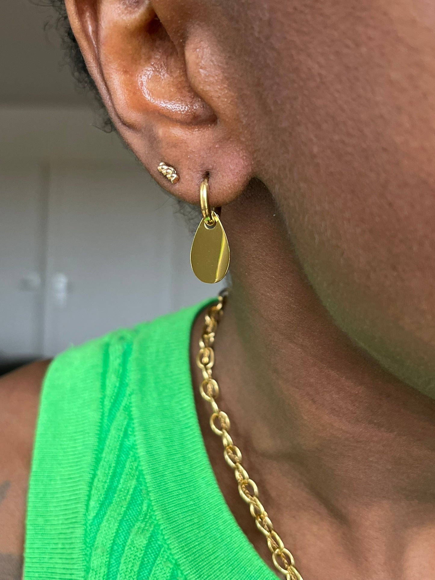 Boucles d'oreilles créoles et gouttes acier inoxydable - DROP