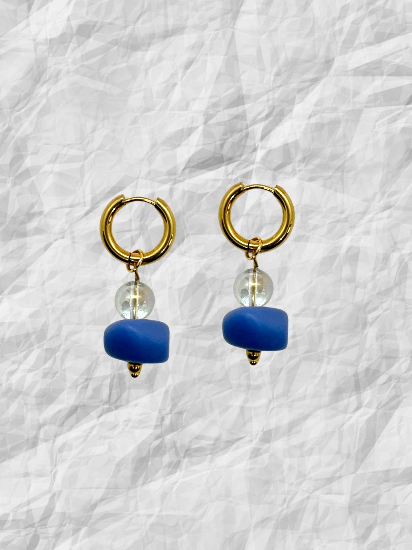 Boucles d'oreilles créoles acier inoxydable avec pampilles perles colorées et perles transparentes - Chouette Merveille