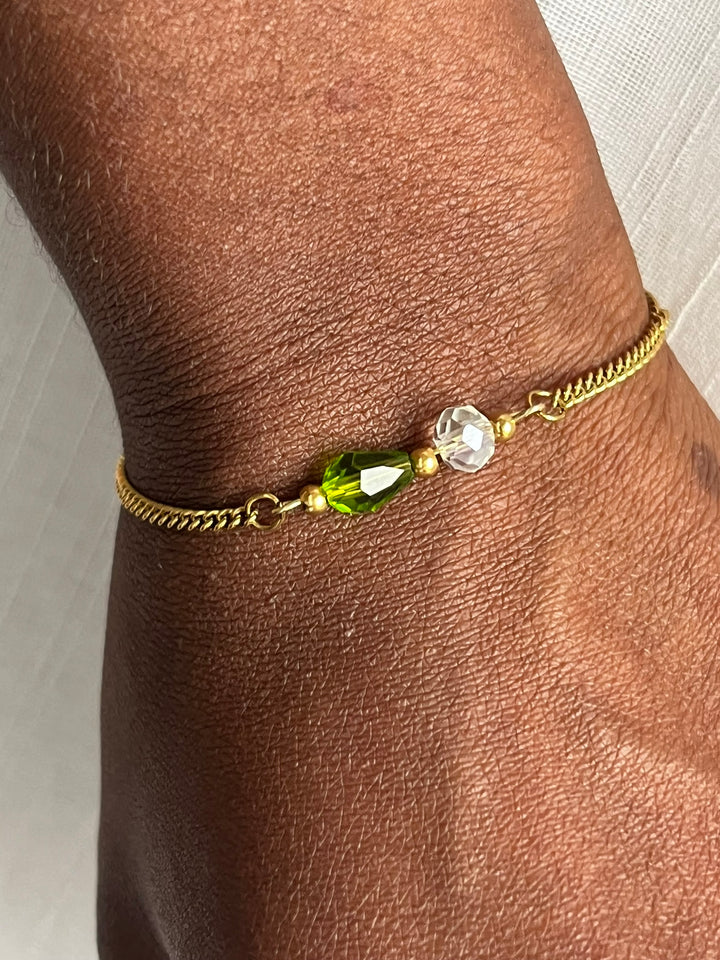 Bracelet Acier Inoxydable Cristal Champagne Perle D Eau Douce 7 7 5 Mm 609907 main image 0
