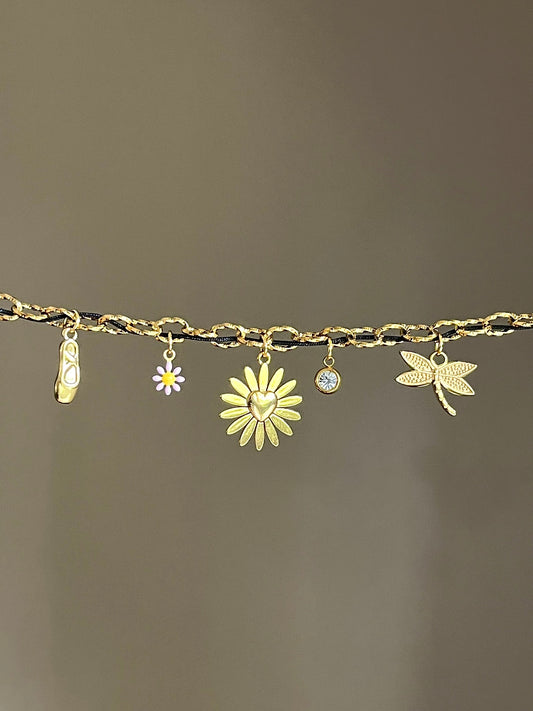 Bracelets charms doré cordon couleur personnalisable