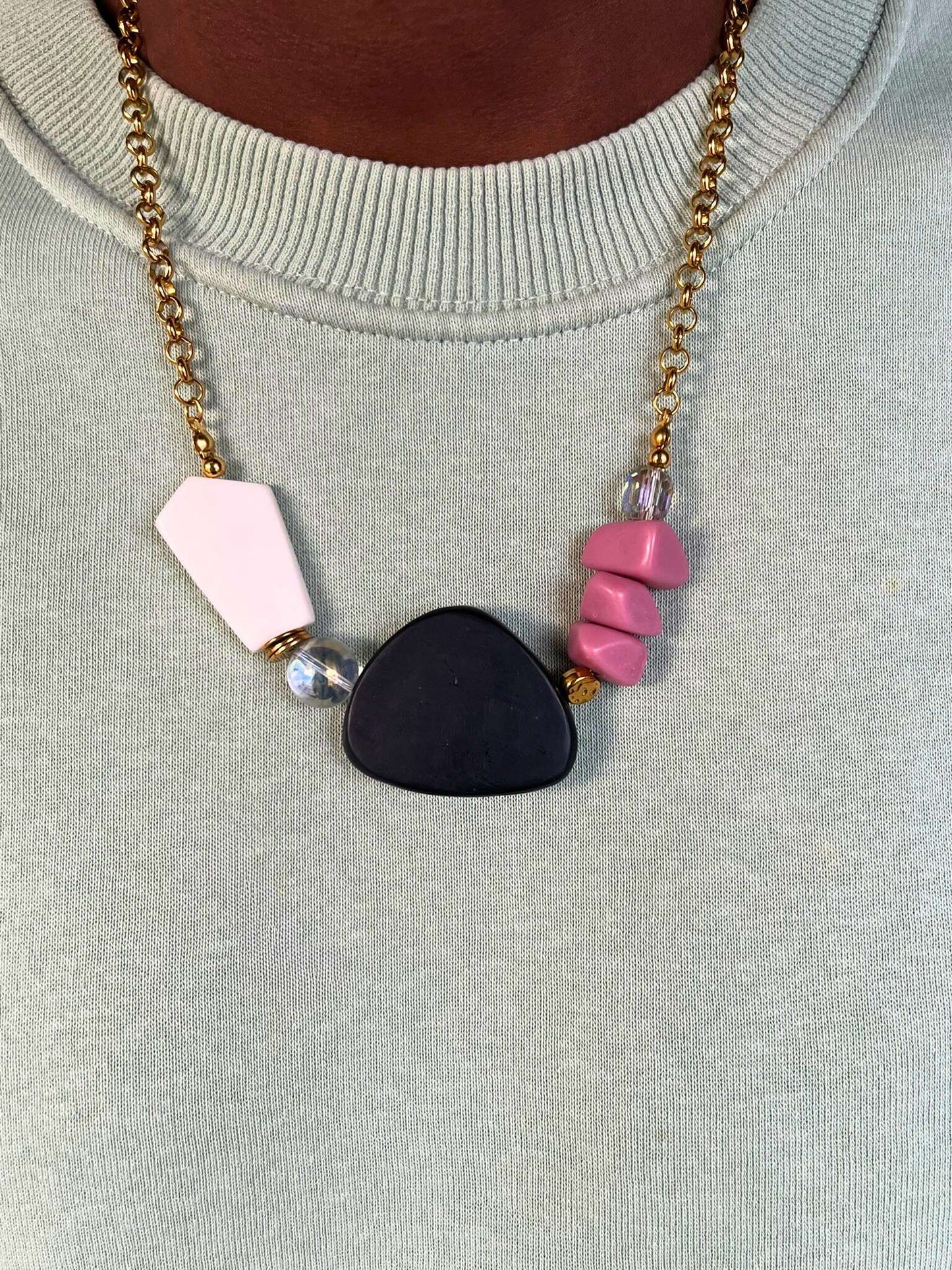 Collie acier inoxydable perles colorées porté Blackpink porté - Chouette Merveille