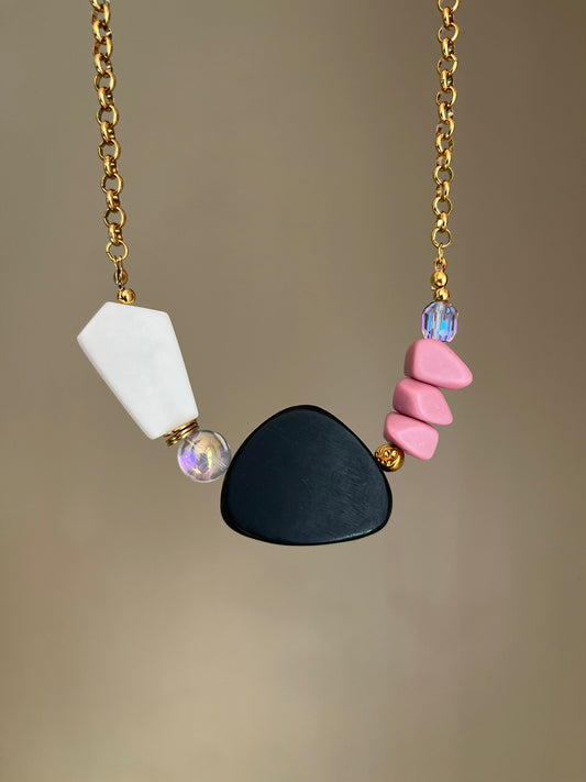 Collie acier inoxydable perles colorées  Blackpink- Chouette Merveille