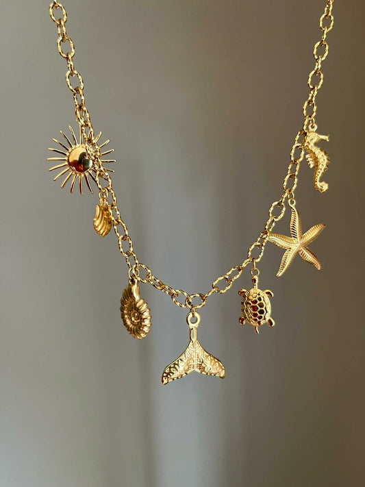Collier 7 charms thème de la mer  - bijoux personnalisés