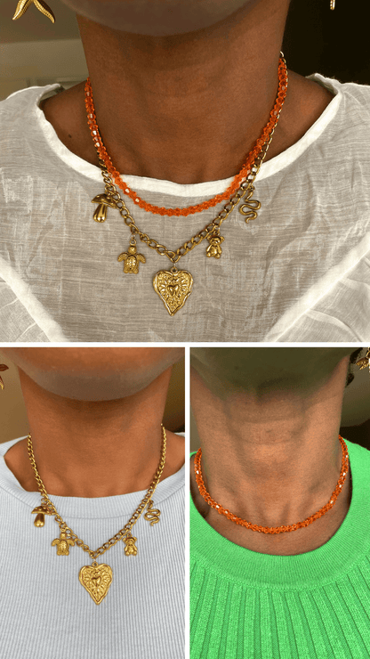 Collier charms 3 en 1  modulable Tina  bijoux modulables - bijoux personnalisés  - bijoux charms