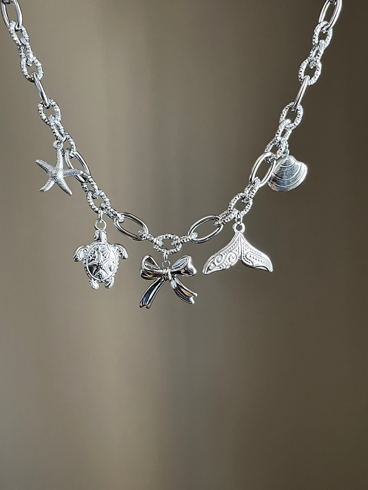 Collier charms personnalisable argenté chaîne épaisse