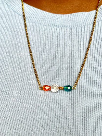 Collier en acier inoxydable perle cristal de verre et&nbsp; perles colorées de verre personnalisables - MELANCOLIA