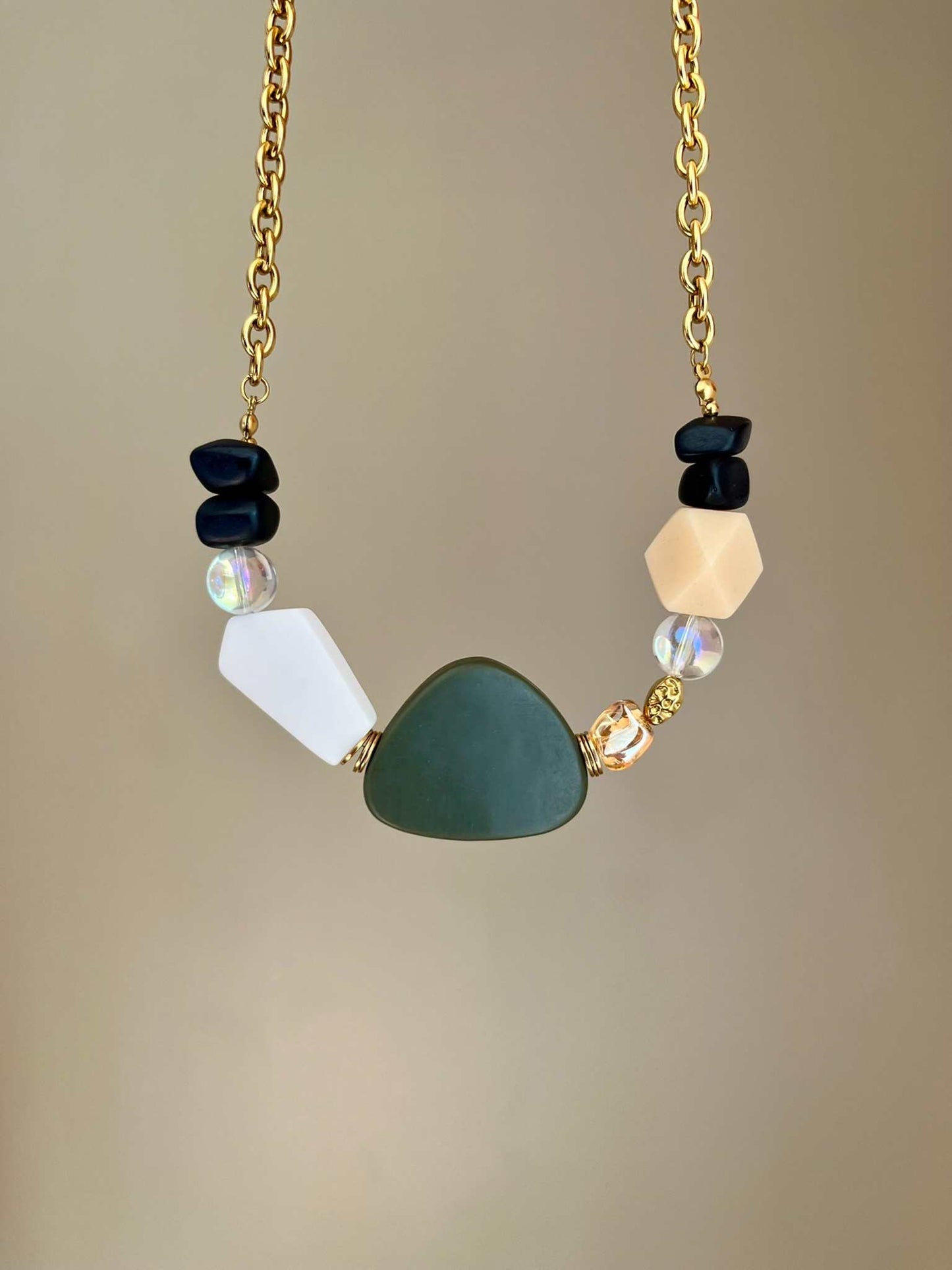 Collier acier inoxydable et perles colorées OLISAND - Chouette Merveille