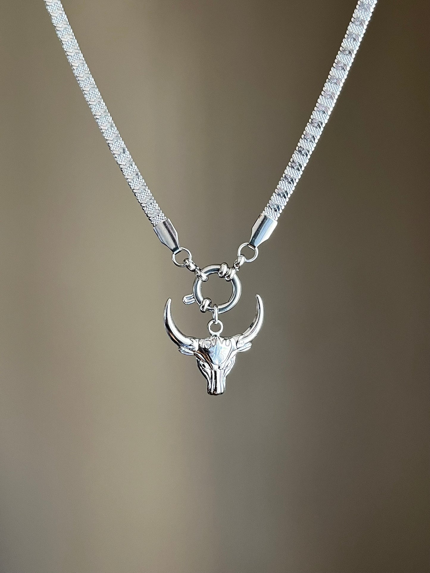 Collier charms chaîne plate argenté