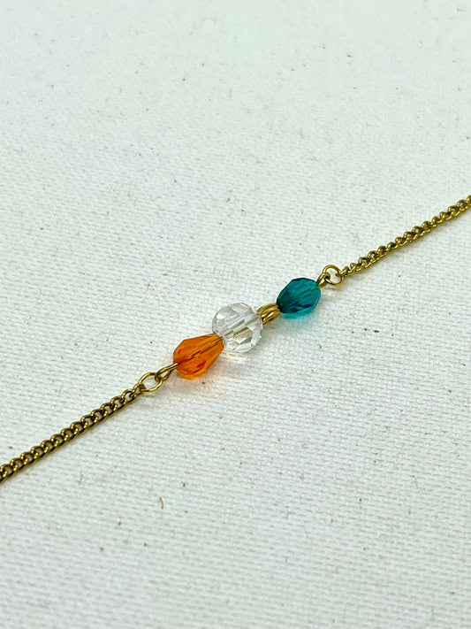 Collier en acier inoxydable perle cristal de verre ,perles colorées de verre personnalisables - MELANCOLIA