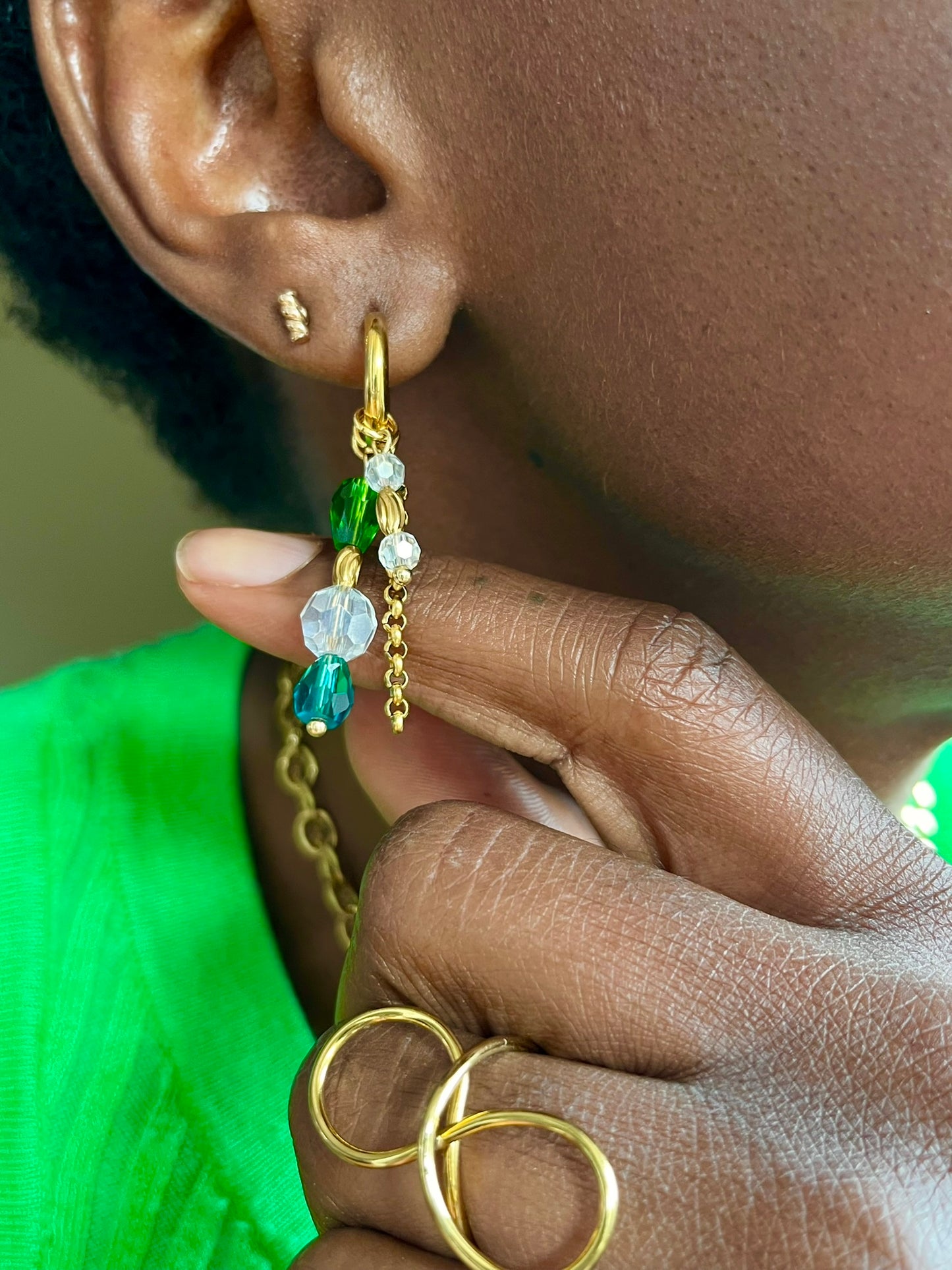 Boucle d'oreille acier inoxydable personnalisé avec 3 pampilles - LUVIA
