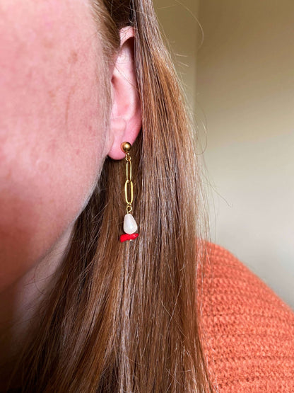 Boucles d'oreilles perles d'eau douce personnalisées avec pierres naturelles  STEPHIE- bijoux personnalisés