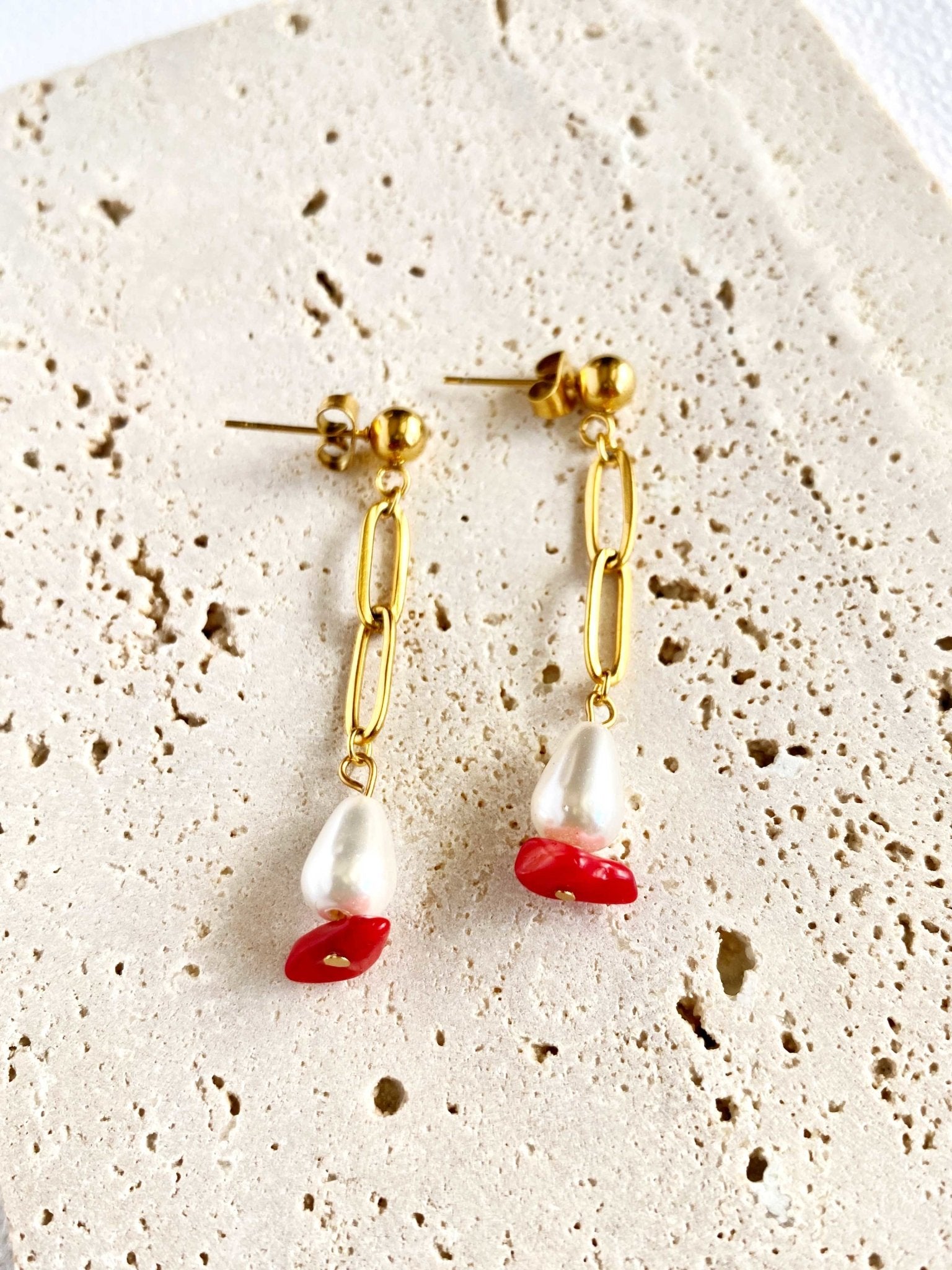 Boucles d'oreilles  personnnalisées STEPHIE avec pierres naturelles et perles d'eau douce - bijoux personnalisés