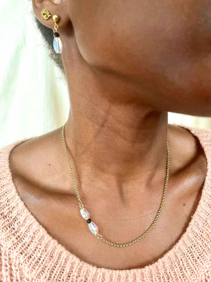 Coffret bijoux Noël  boucles d'oreilles et collier en acier inoxydable avec perles colorées à personnalise et perles façon crystal - bijoux personnalisés