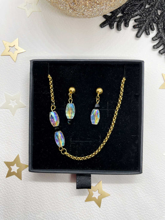 Coffret bijoux de Noël RACHEL-  collier et boucles d'oreilles personnalisés - bijoux personnalisés